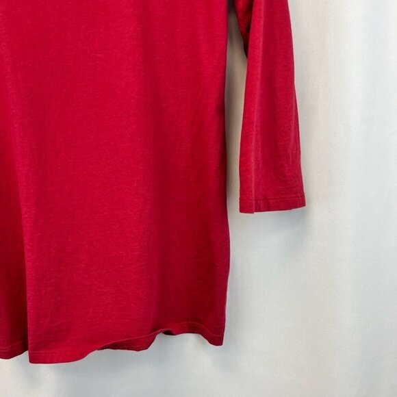 J Jill Womens Gilded Tee T-Shirt Red Long Sleeve Scoop Neck Embellished Sequin M - Picture 4 of 11